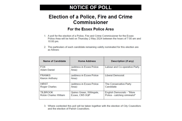 Notice of Election PFCC Essex